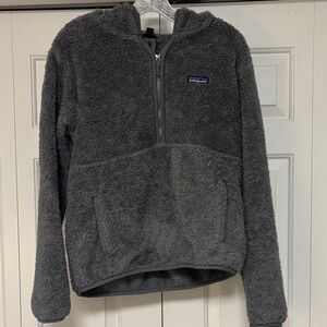 Patagonia Los Gatos Hooded Halfzip Cozy Charcoal Gray Fleece Sweater Sz M